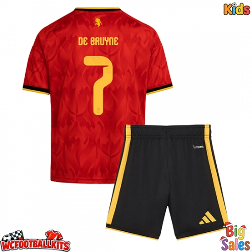 Belgium Kevin De Bruyne #7 Replica Home Stadium Kit for Kids World Cup 2026 Short Sleeve (+ pants)